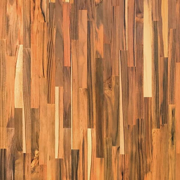 2.3 ft. L x 28 in. D, Teak Butcher Block Table Top Countertop in Clear with Square Edge