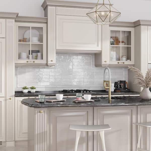 White 2.58 in. x 8 in. Polished Ceramic Subway Wall Tile (5.38 sq. ft./Case)