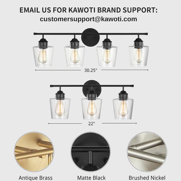 30.25 in. 4-Light Antique Brass Vanity Light with Clear Glass Shade