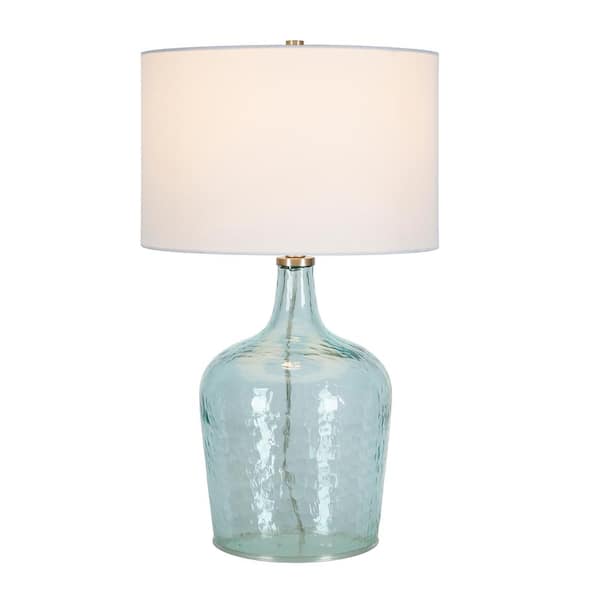 Casco 24 in. Blue Glass Table Lamp with Brushed Nickel Accents