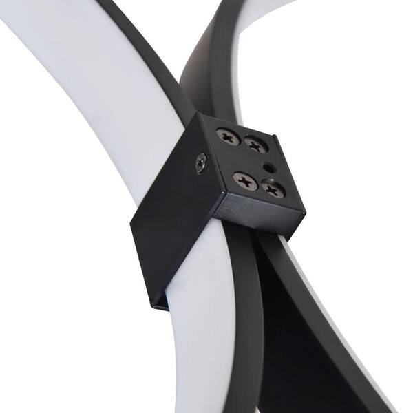 Capella 80-Watt ETL Certified Integrated LED Black Chandelier Height Adjustable 50 in. Pendant Light with 5 LED Circles