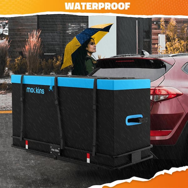 25 Cu.ft. Waterproof Cargo Carrier Bag - 60in.x 31in.x 24in. - Hitch Bag with Lock, Straps and Carry Bag, Blue