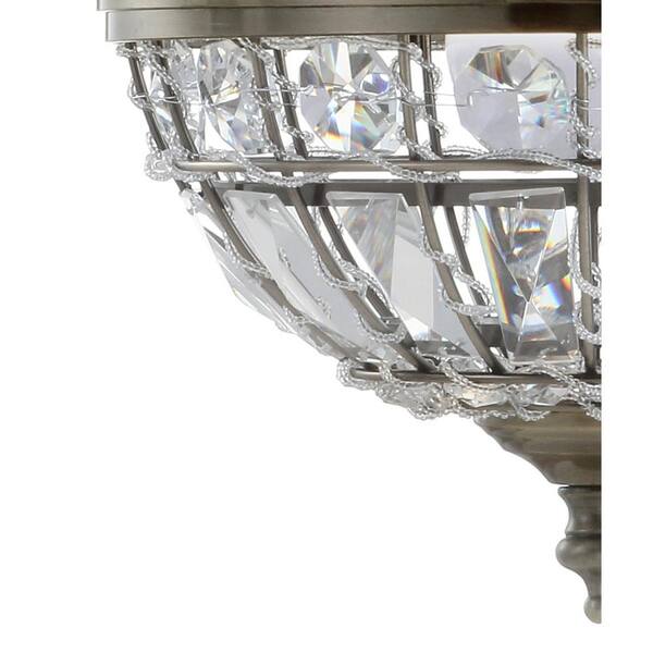 Regina 12 in. 1-Light Antique Brass Crystal/Metal Empire LED Chandelier