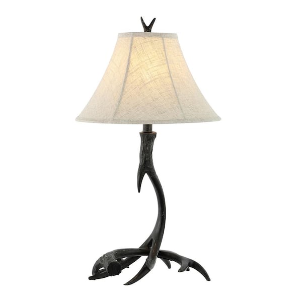 Antler 27.5 in. Black Rustic Resin LED Table Lamp