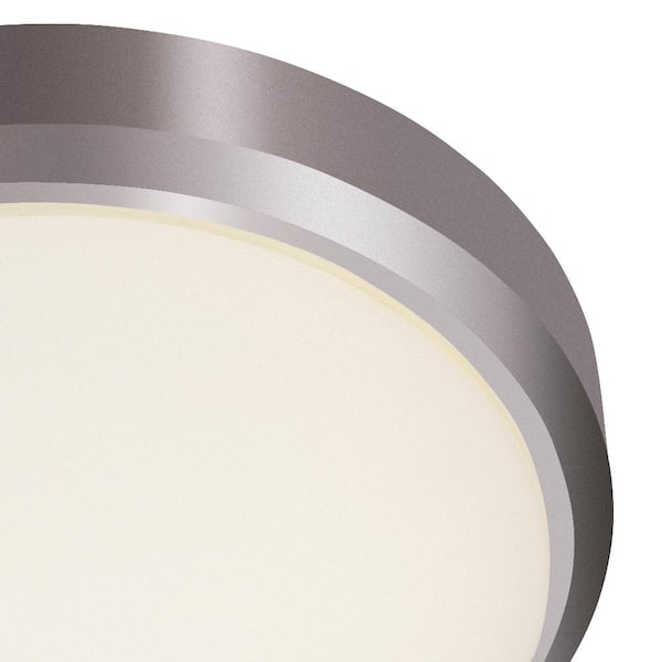 Bliss 11 in. Integrated LED Brushed Nickel Flush Mount Ceiling Light Fixture with Frosted Glass Shade