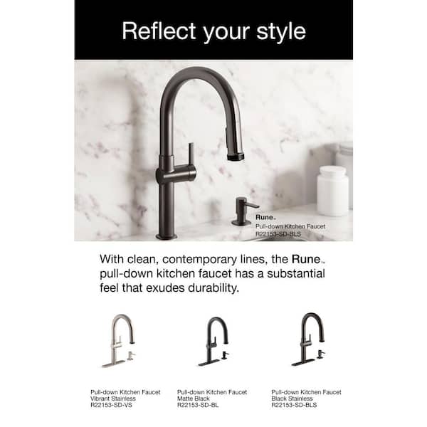 Rune Single-Handle Pull-Down Sprayer Kitchen Faucet in Matte Black