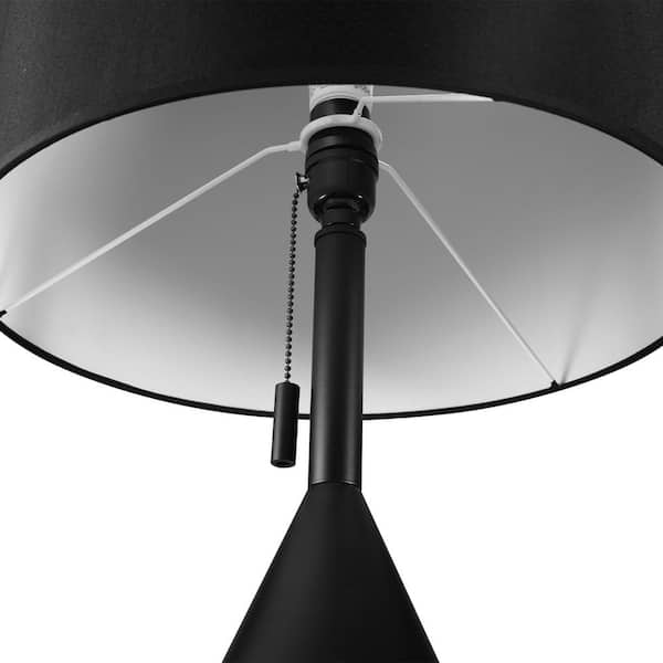 Kara 23.05 in. Black Table Lamp with Black Fabric Shade and CEC Title 20 LED Bulb Included