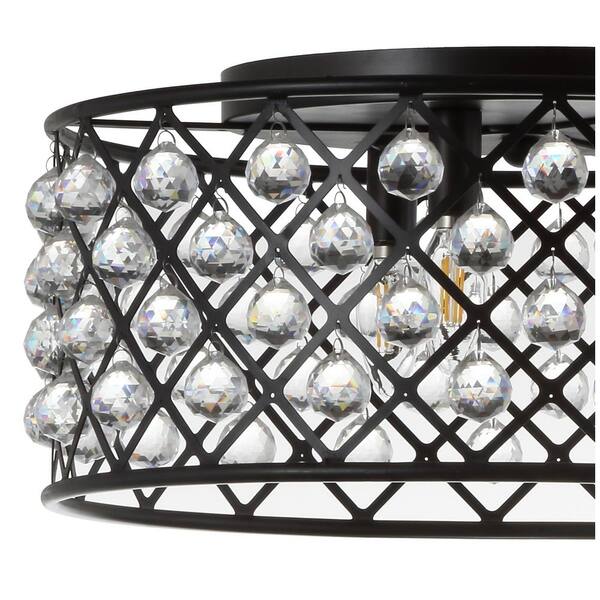 Gabrielle 19 in. Oil Rubbed Bronze/Clear Metal/Crystal LED Flush Mount Ceiling Light