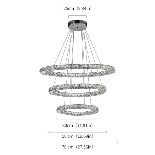 Lorri 72-Watt Integrated LED Chrome Wagon Wheel Chandelier with Clear K9 Crystals Dimmable