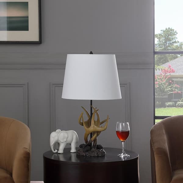26 in. Multi-Colored Table Lamp Natural Royal Stag Deer Antler Modern