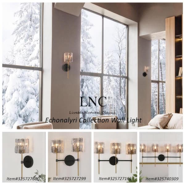 Echonalyri Modern 1-Light Glam Matte Black and Plating Brass Wall Sconce with Geometric Textured Glass Shade