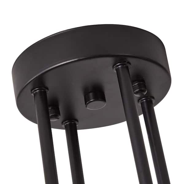 28 in. Modern 4-Light Black Semi Flush Mount Industrial Black and Gold Sputnik Chandelier