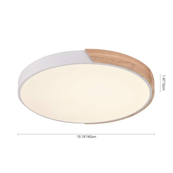 15.74 in. 1-Light White LED Flush Mount Ceiling Light with Acrylic Shade