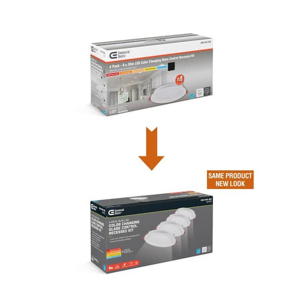 Slim Baffle 6 in. Adjustable CCT Canless New Construction & Remodel IC Rated Dimmable LED Recessed Light Kit (4-Pack)