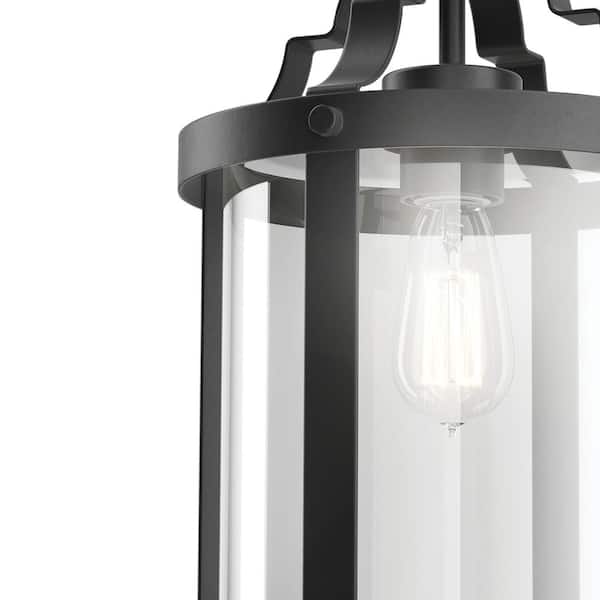 Farona 10.5 in. 1-Light Black Farmhouse Shaded Kitchen Pendant Hanging Light with Clear Glass