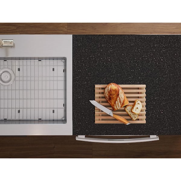 5 ft. Solid Surface Countertop in Black Galaxy Granite