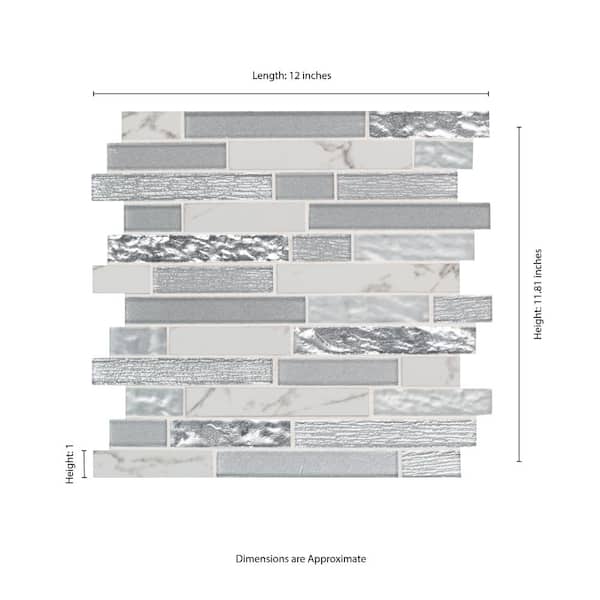 Whistler Ice Interlocking 12 in. x 12 in. Textured Glass Mesh-Mounted Mosaic Tile (0.97 sq. ft./Each)