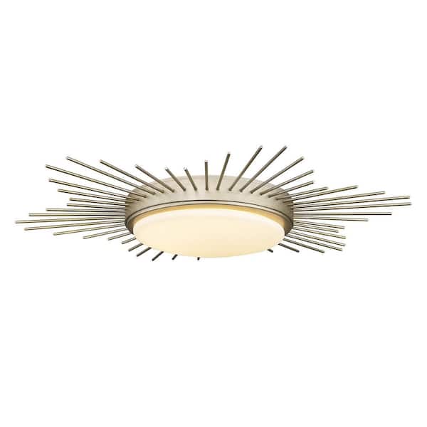 Kieran 18.25 in. 1-Light White Gold LED Flush Mount with Opal Glass Shade