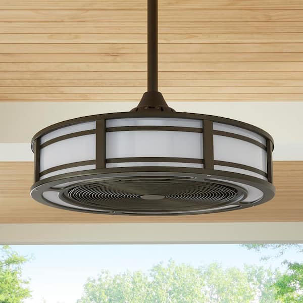Brette II 23 in. LED Indoor/Outdoor Espresso Bronze Ceiling Fan with Light and Remote Control