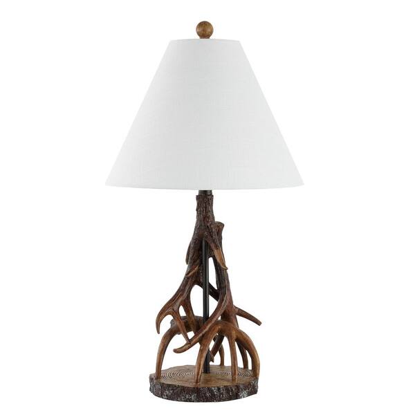 Cabell 26 in. Brown/White Farmhouse Rustic Iron LED Table Lamp