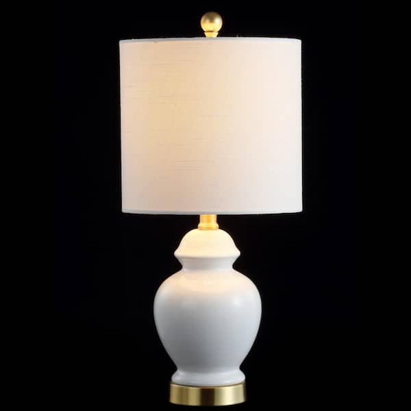 Perry 20 in. White/Brass Gold Ceramic/Metal LED Table Lamp
