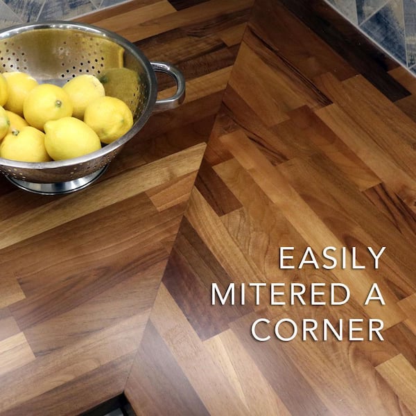 6 ft. L x 39 in. D Unfinished Walnut Solid Wood Butcher Block Island Countertop With Eased Edge