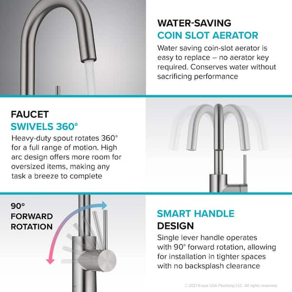 Oletto Single Handle Kitchen Bar Faucet in Spot Free Antique Champagne Bronze