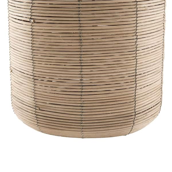 Jolina 20.5 in. Natural Rattan Petite Table Lamp with Brass Accents