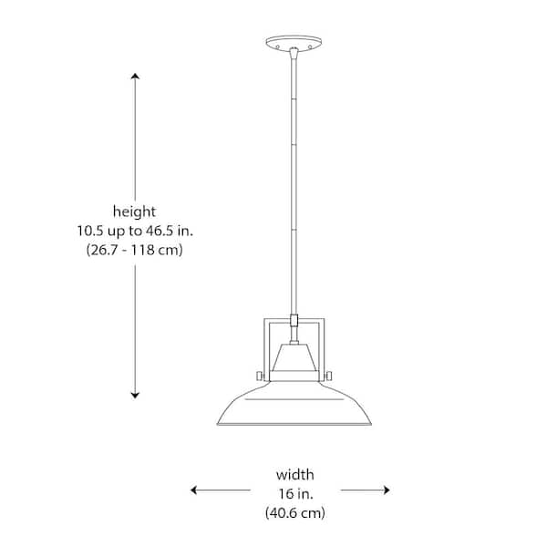 Wilhelm 16 in. 1-Light Black Industrial Farmhouse Pendant Light Fixture with Metal Shade