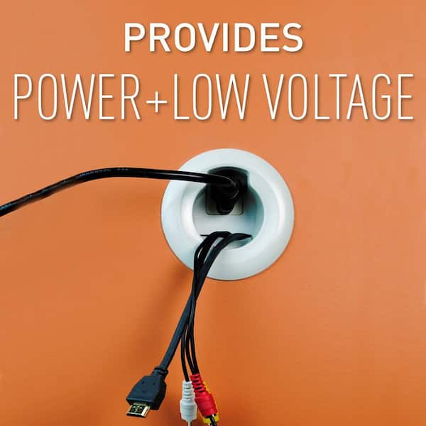 Wiremold in Wall TV Power and Cable Grommet Kit with Mounting Brackets and Hole Saw, White