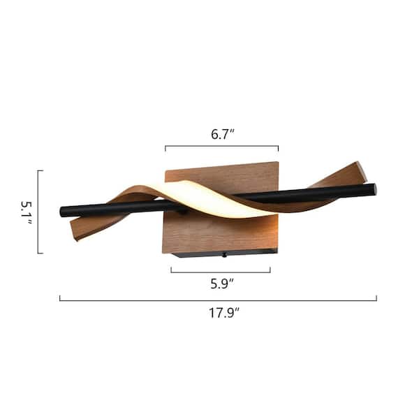 Washington 1-Light Black/Wood LED Wall Sconce