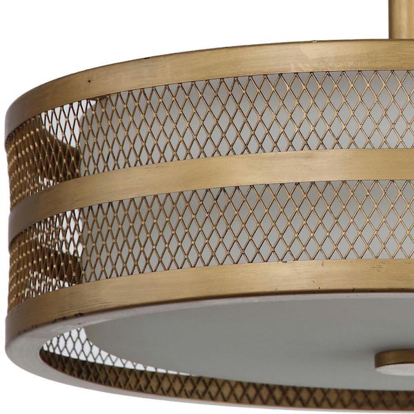 Great Veil 3-Light Antique Gold Semi-Flush Mount Light