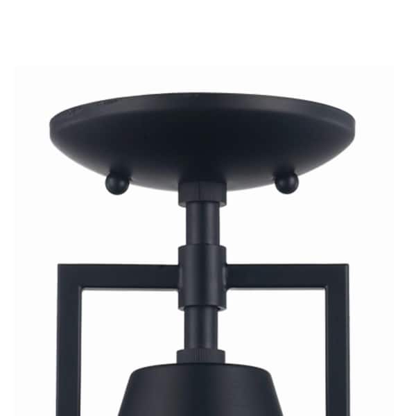 12 in. 1-Light Black Industrial Farmhouse Semi-Flush Mount Ceiling Light Fixture with Metal Shade
