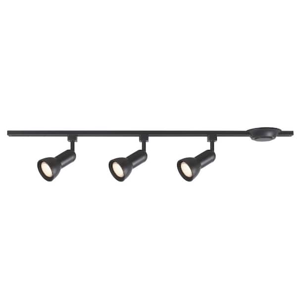 4 ft. 3-Light Black Linear Track Lighting Kit with R20/PAR20 Medium Step Heads