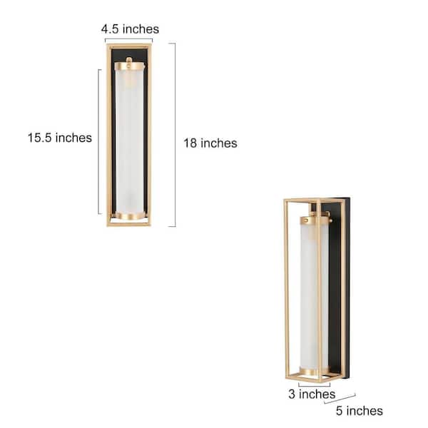 1-Light Dark Gold Modern Wall Sconce, Frosted Glass Black Wall Light, Farmhouse Tube-Shaped Bathroom Vanity Light