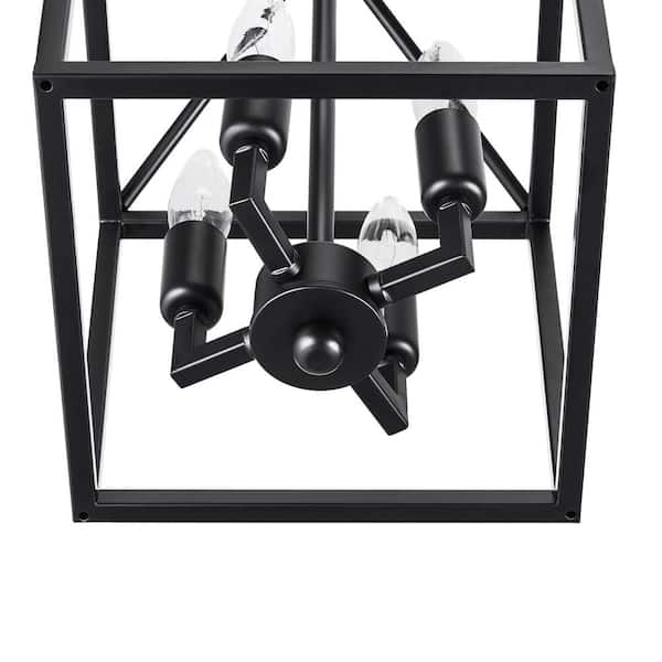 9.5 in. 4-Light Black Caged Chandelier