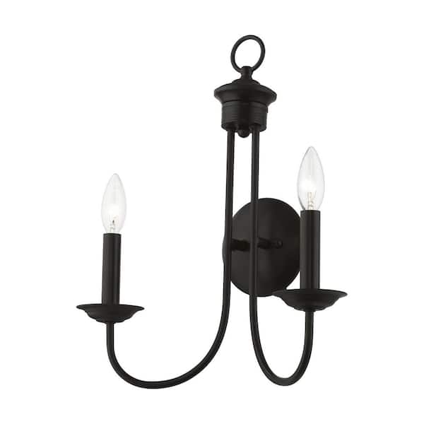 Estate 14 in. 2-Light Black Double Wall Sconce