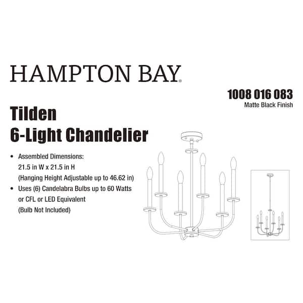 Tilden 6-Light Matte Black Chandelier