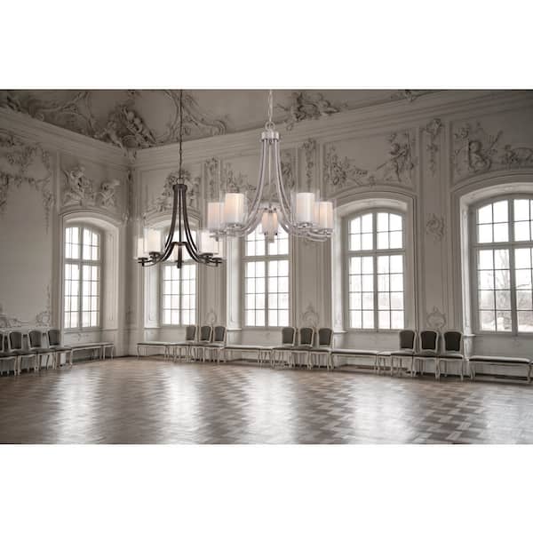 Parsons Studio 5-Light Sand Black Candle Style Chandelier with Clear and Etched White Glass Shades