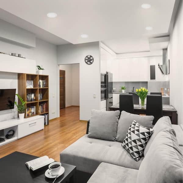 6 in. White Flush Round Wet Rated LED Integrated Recessed Lighting Kit (6-Pack)