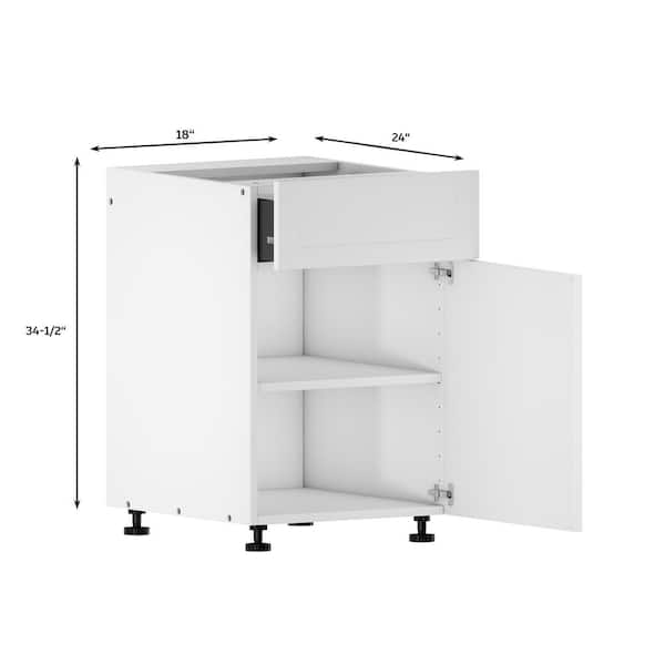 Quick Assemble Modern Style with Soft Close, White Shaker Base Kitchen Cabinet 1 Drawer (18 in W x 24 in D x 34.50 in H)