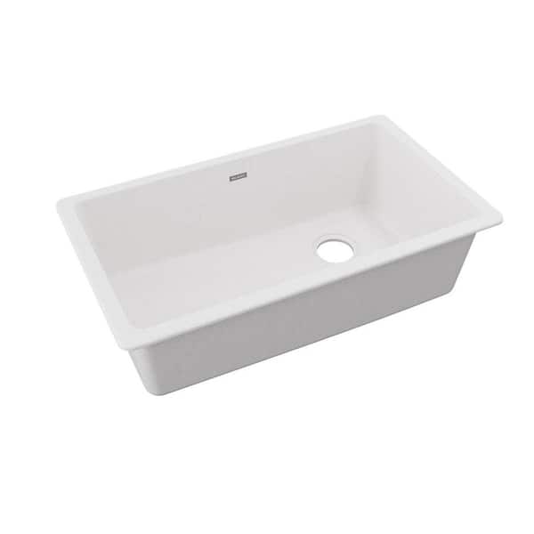 Quartz Classic White Quartz 33 in. Single Bowl Undermount Kitchen Sink