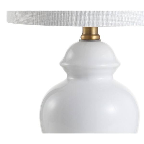 Perry 20 in. White/Brass Gold Ceramic/Metal LED Table Lamp
