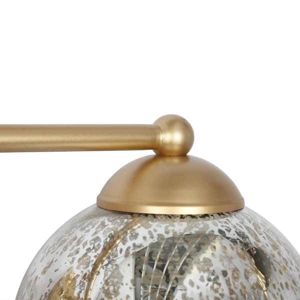 21 in. 3-Light Modern Gold Bathroom Vanity Light, Globe Mercury Glass Bath Lighting, Powder Room Bath Vanity Light