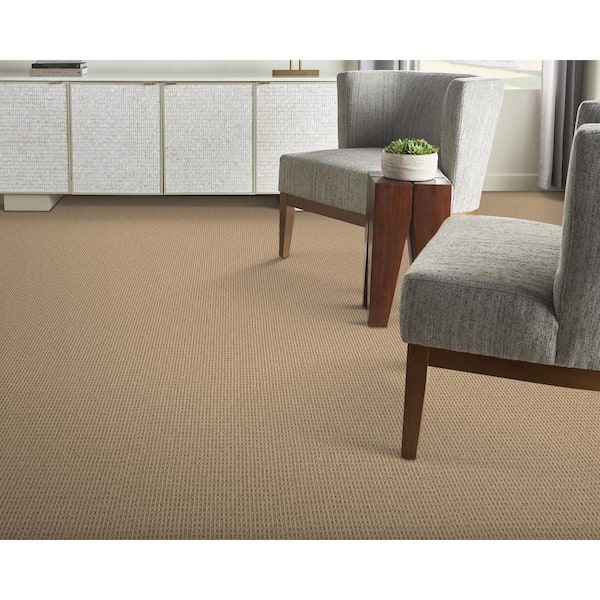 Terrain - Hazelnut - Beige 13.2 ft. 34 oz. Wool Loop Installed Carpet