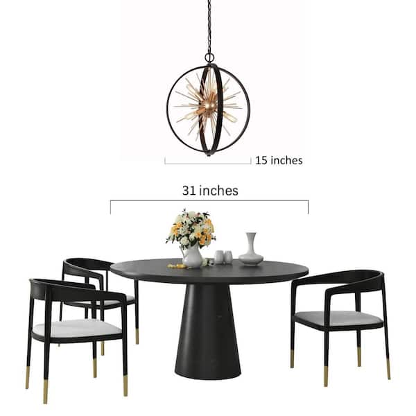 Modern Globe Chandelier Pendant Light Cali 6-Light Black & Brass Round Dining Room Chandelier