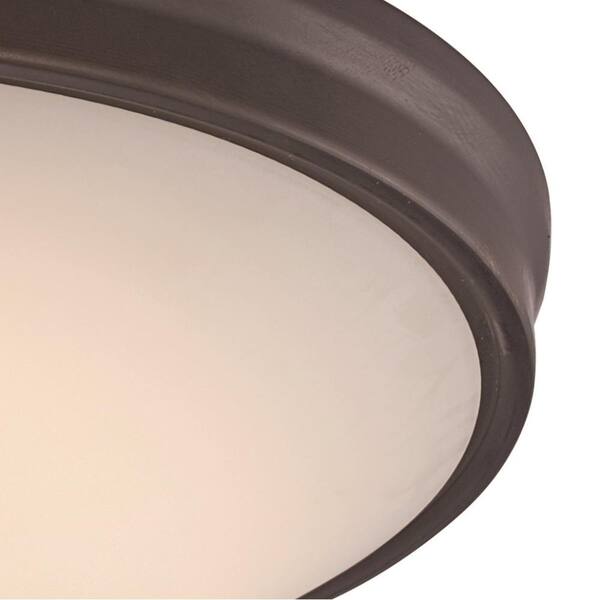 13 in. Integrated LED Oil Rubbed Bronze Flush Mount Ceiling Light Fixture with Frosted Glass