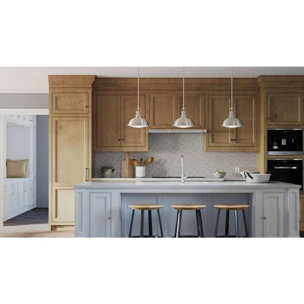 Fresnel Lens Collection 12 in. 1-Light Brushed Nickel Coastal Pendant Kitchen Light with  Fresnel Glass