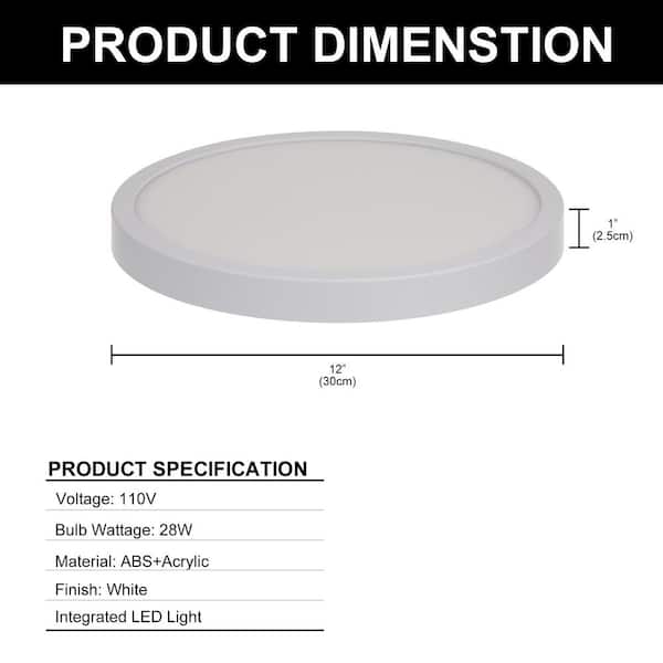 11.81 in. 28W White Round Integrated LED Modern Flush Mount,4000K Natural White