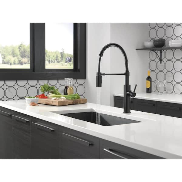 Antoni Single-Handle Pull-Down Sprayer Kitchen Faucet with Spring Spout in Matte Black